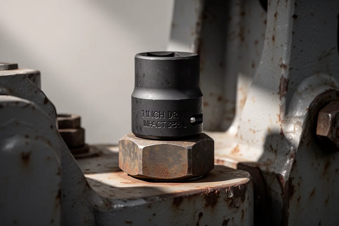Zwaar aanzettersocket op een grote bevestiging van industrieel materieel