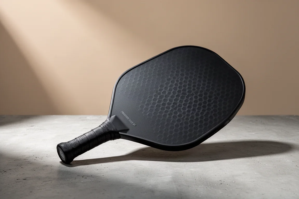 Paddle da pickleball 11six24 Vapor Power2 con texture esagonale su superficie in cemento