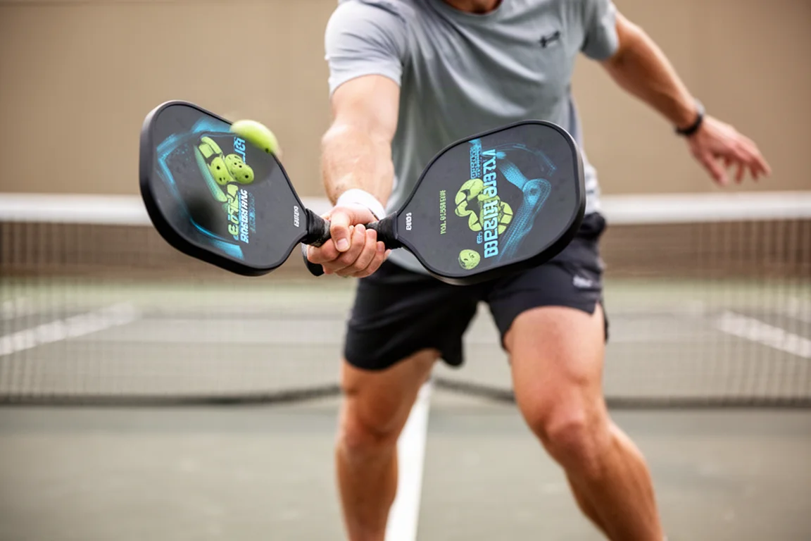 Giocatore di pickleball che esegue un roll drop dalla linea di fondo