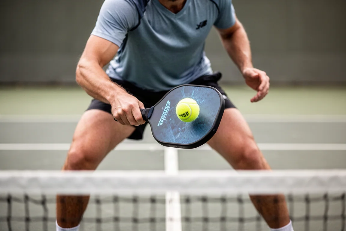 Giocatore di pickleball che risponde a una palla veloce alla linea di cucina