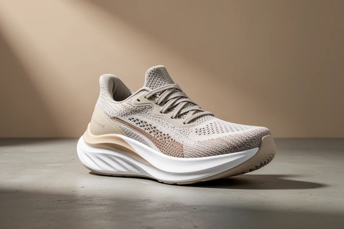 361 Elios max cushion running shoe shown at three-quarter angle on concrete