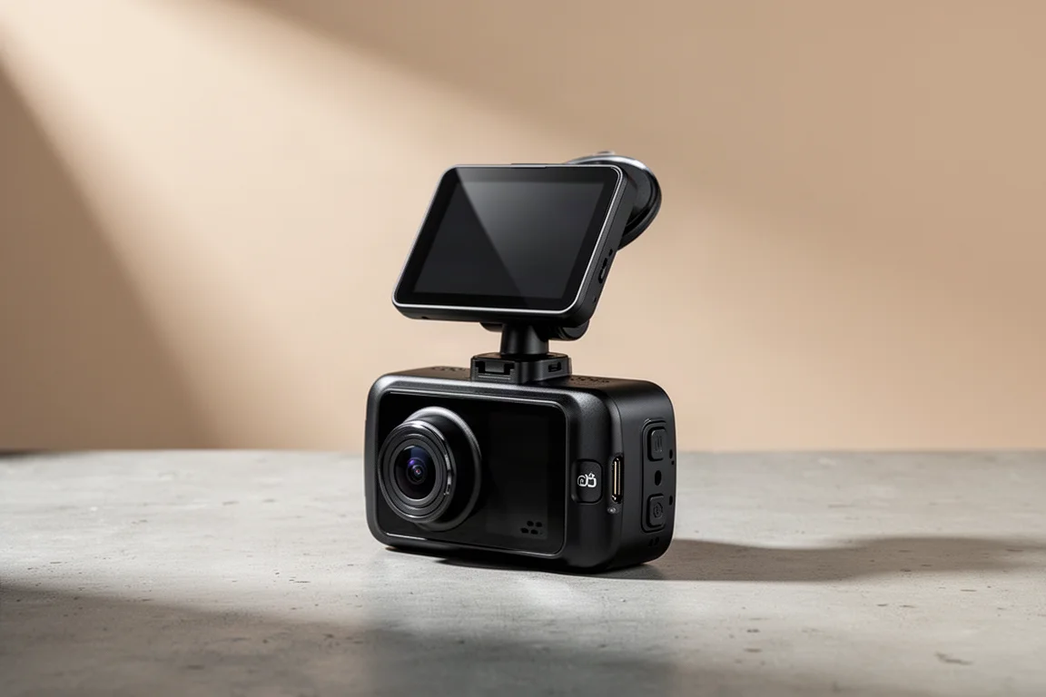 무광 콘크리트 표면에 LCD 디스플레이가 있는 70mai A810 Lite 4K 블랙박스