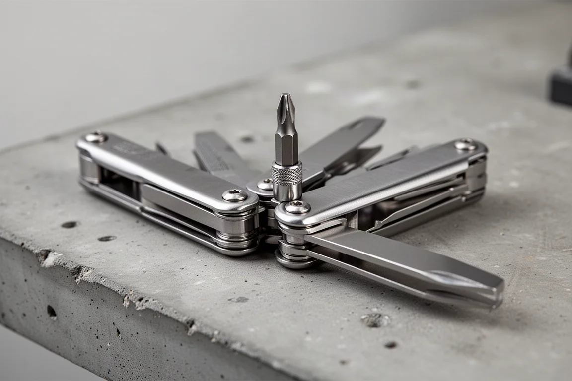 Multitool met een bit driver add-on in de bithouder gestoken