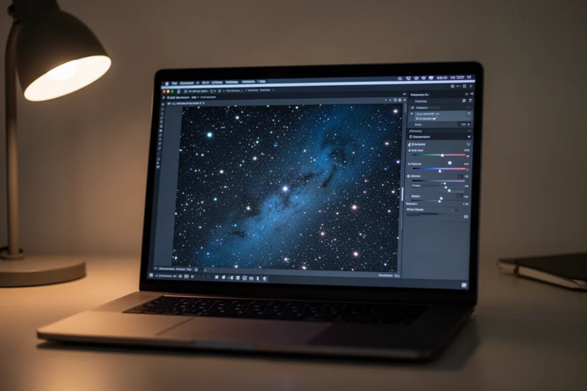 Ausgeschnittenes Sternenfeld mit scharfen, runden Sternen aus einer Deep-Sky-Aufnahme