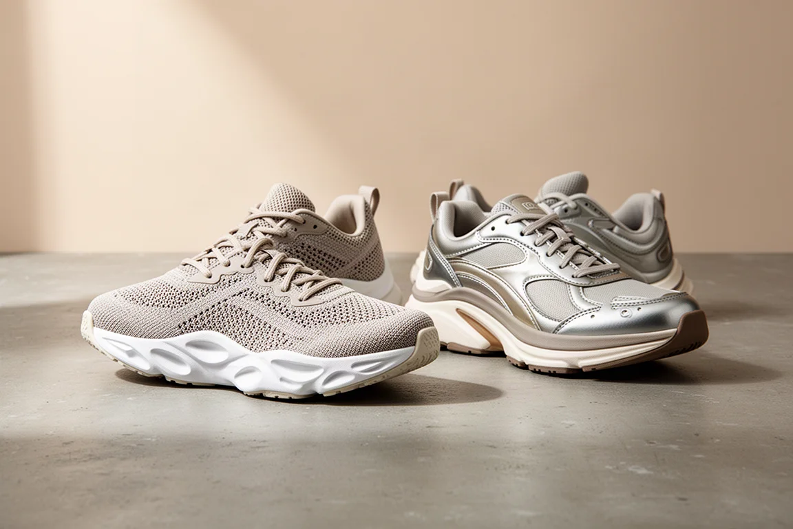A6 Mega Blast and Brooks Hyperion Max 3 running shoes side by side on concrete