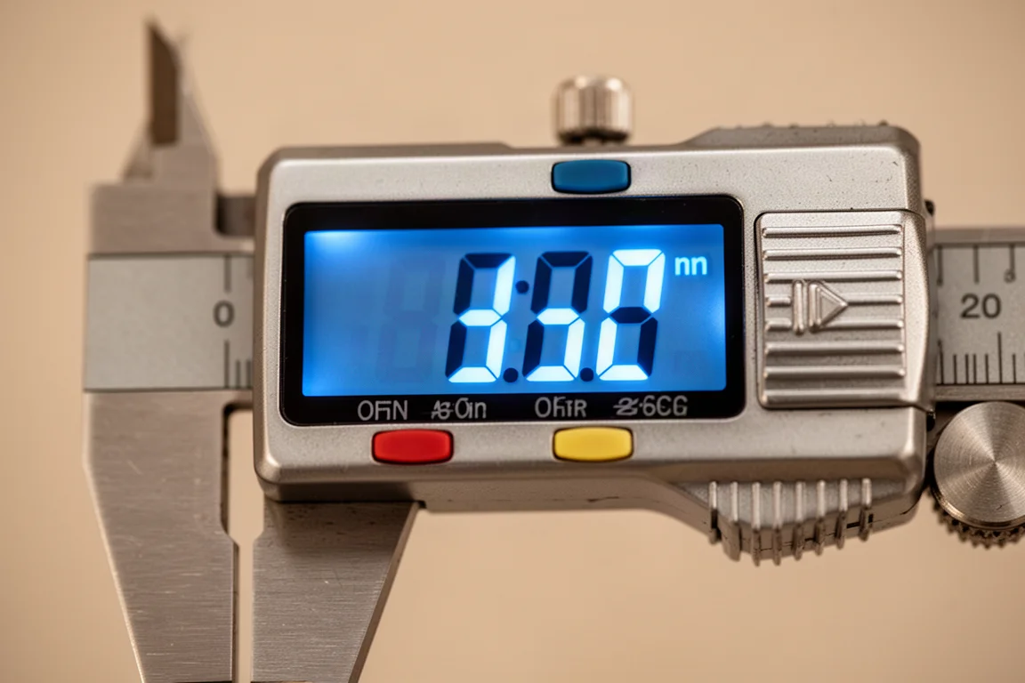 Display van digitale schuifmaat met een meting in inches als breuk