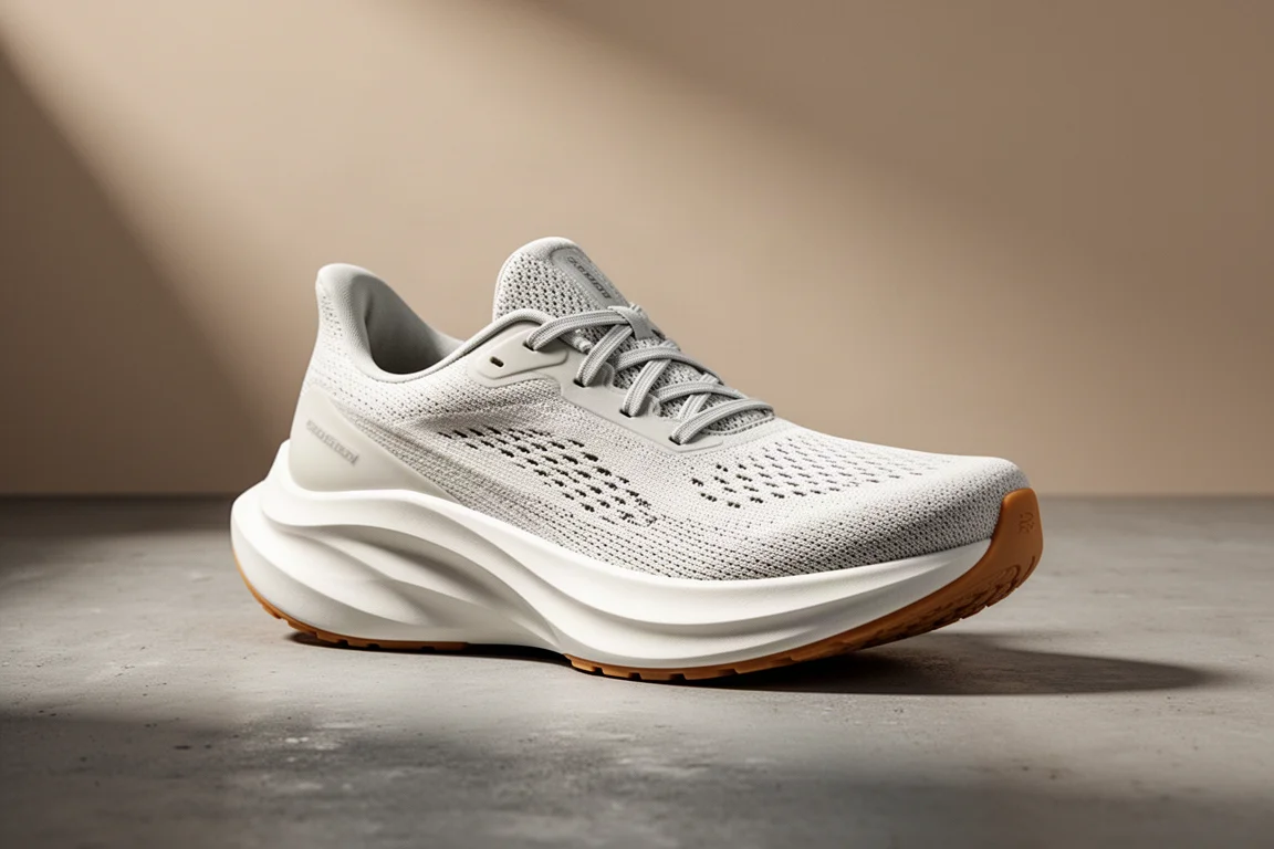 ACT C1 running shoe with thick foam midsole on concrete surface