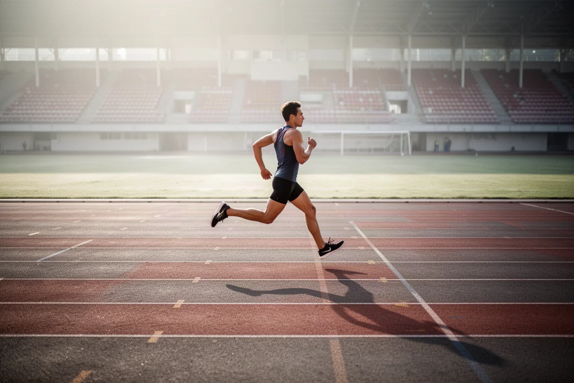 Corridori che eseguono ripetute in interval training su una pista di atletica
