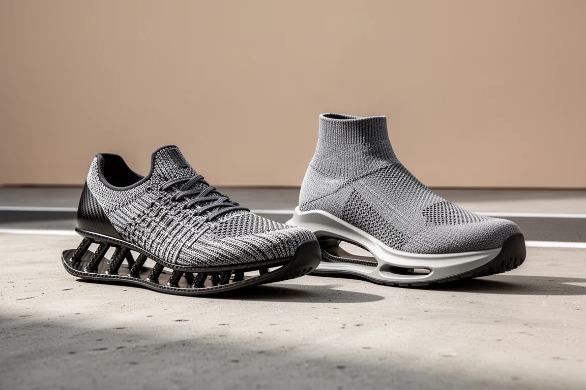 Adidas Adizero Adios Pro 4 and Nike Alphafly 3 racing shoes side by side on concrete