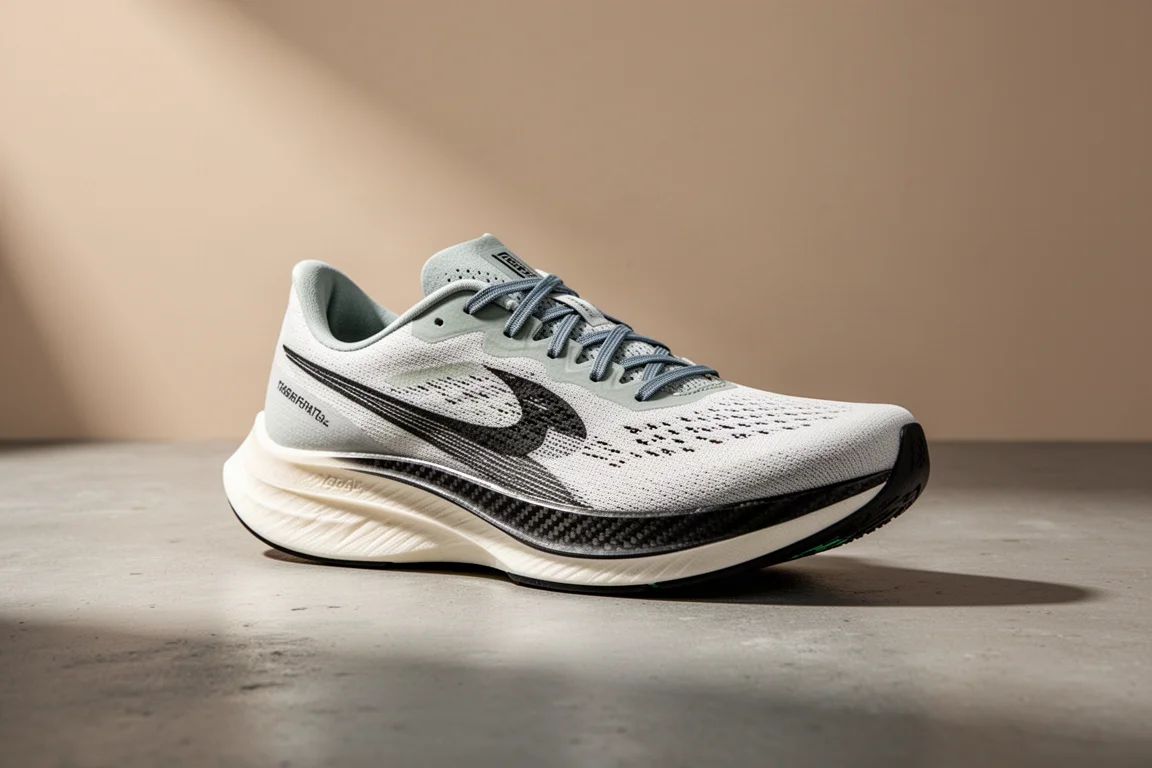 Scarpa da racing Adidas Adios Pro 5 su una superficie di cemento opaco