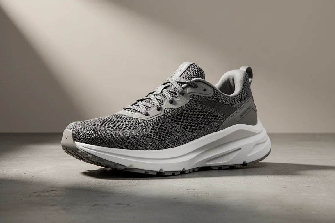 Adidas Adistar maximalist running shoe in three-quarter view on a matte concrete surface