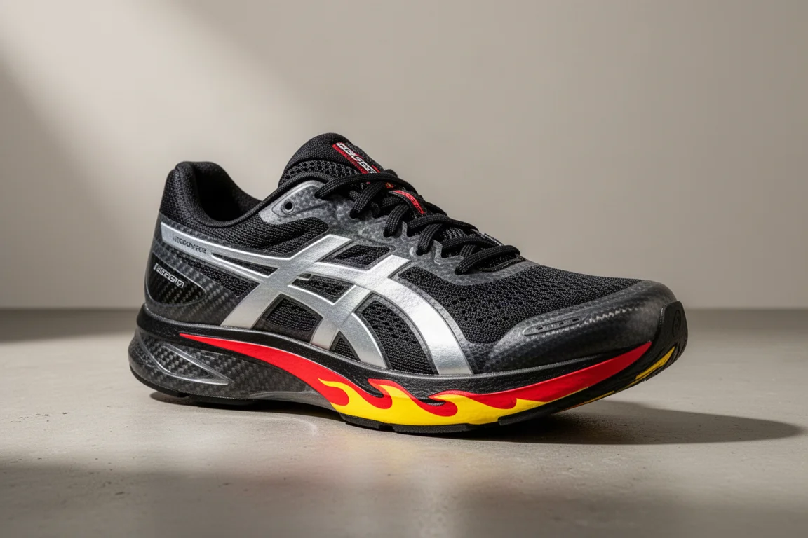 Adidas Adizero Adios Pro 2 Berlin racing shoe with flame midsole on concrete surface