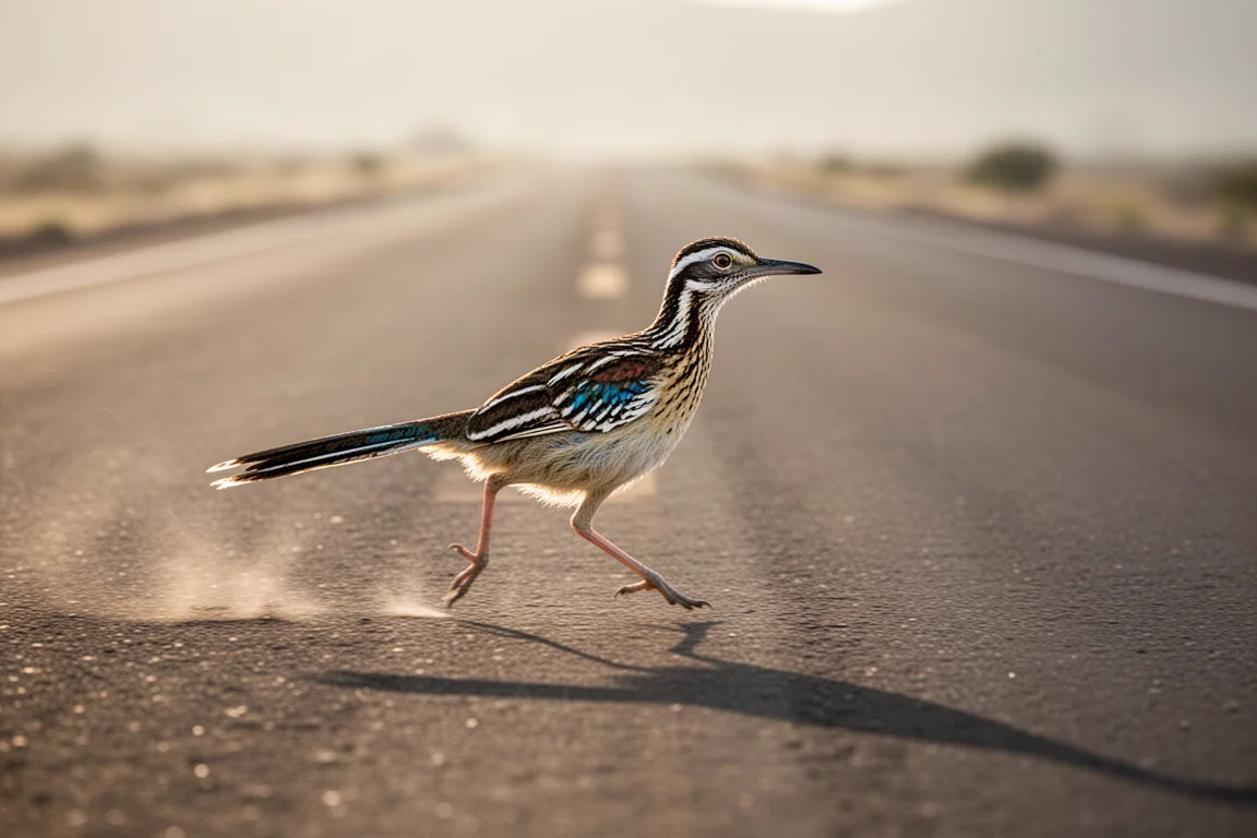 Runner at half marathon pace on an open road in early morning light