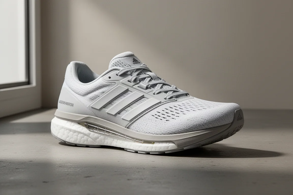 Adidas Adizero Boston 12 running shoe on a matte concrete surface