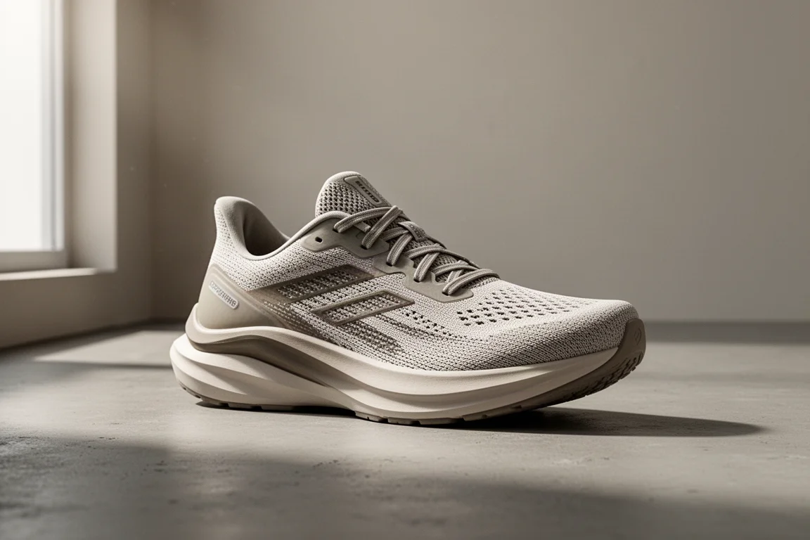 Adidas Adizero Boston 12 running shoe on a matte concrete surface