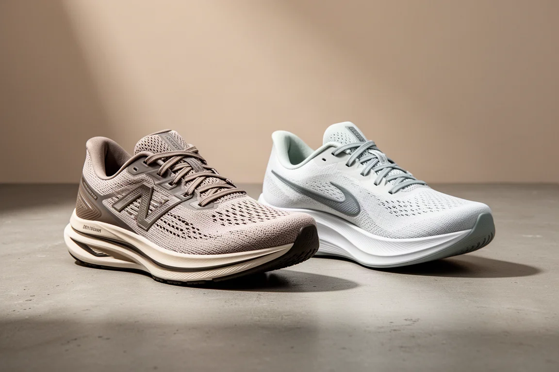 Adidas Boston 13 and Evo SL running shoes side by side on concrete