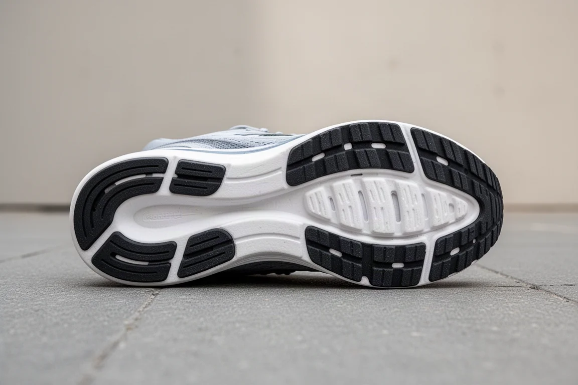 Thin cheap-feeling laces tied over a running shoe tongue