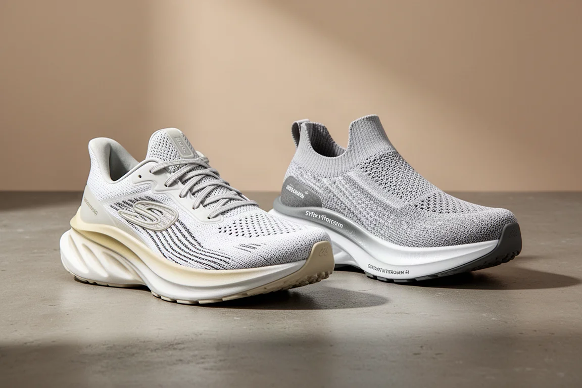 Adidas Adizero Evo SL and Mizuno Neo Zen running shoes side by side on concrete