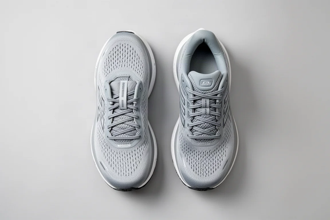 Two running shoes placed side by side for a fit and sizing comparison