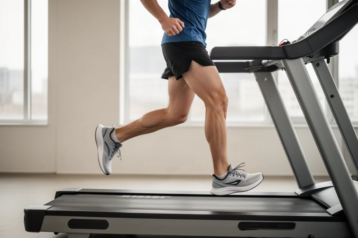 Un runner corre su un tapis roulant in una palestra