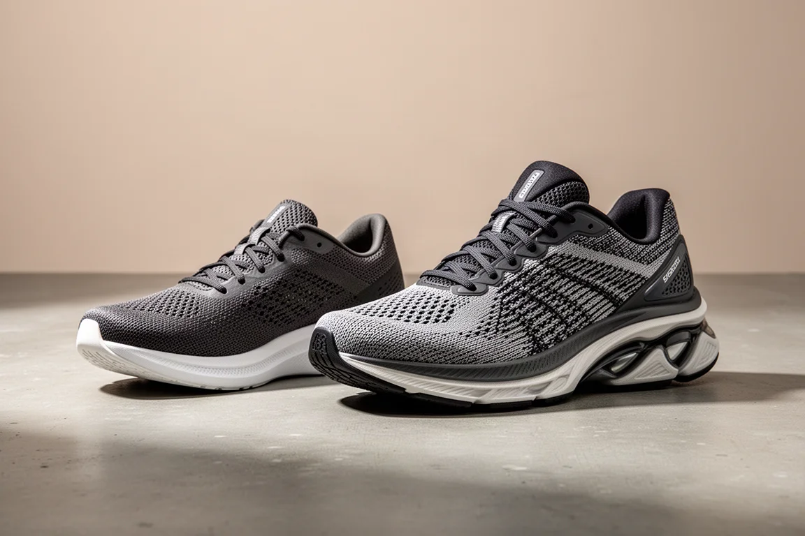 Adidas Adizero Evo and Nike Zoom Fly 6 running shoes side by side on concrete