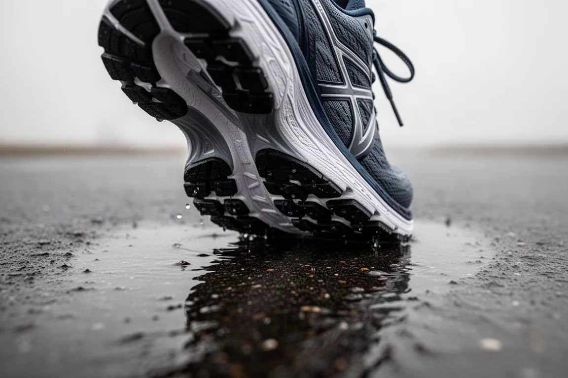 Two tall running shoes side by side showing different midsole heights