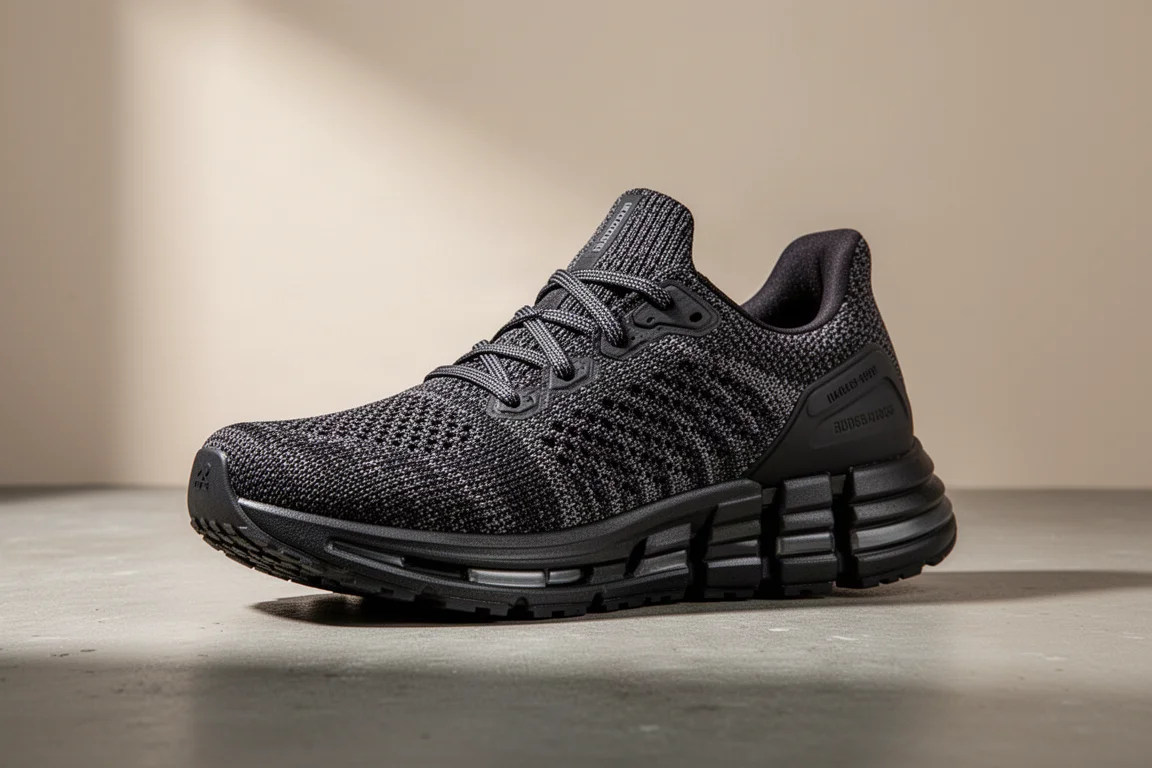 Adidas Adizero Prime X Strung running shoe on a matte concrete surface