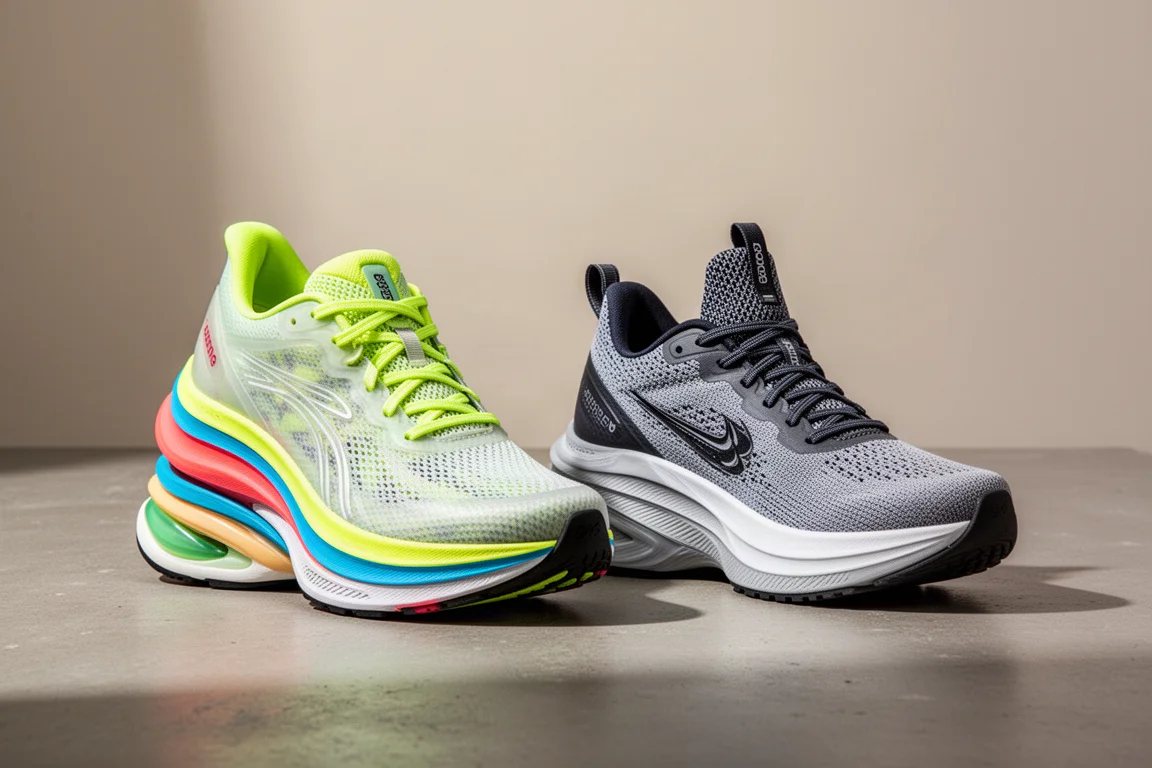 Adidas Adizero Prime X and New Balance SC Trainer running shoes side by side