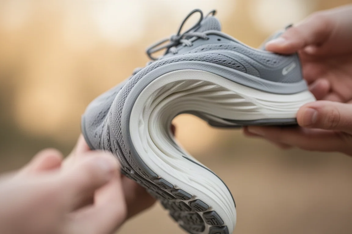 Laufschuh-Außensohle mit leichten Abnutzungsspuren nach dem Testzeitraum