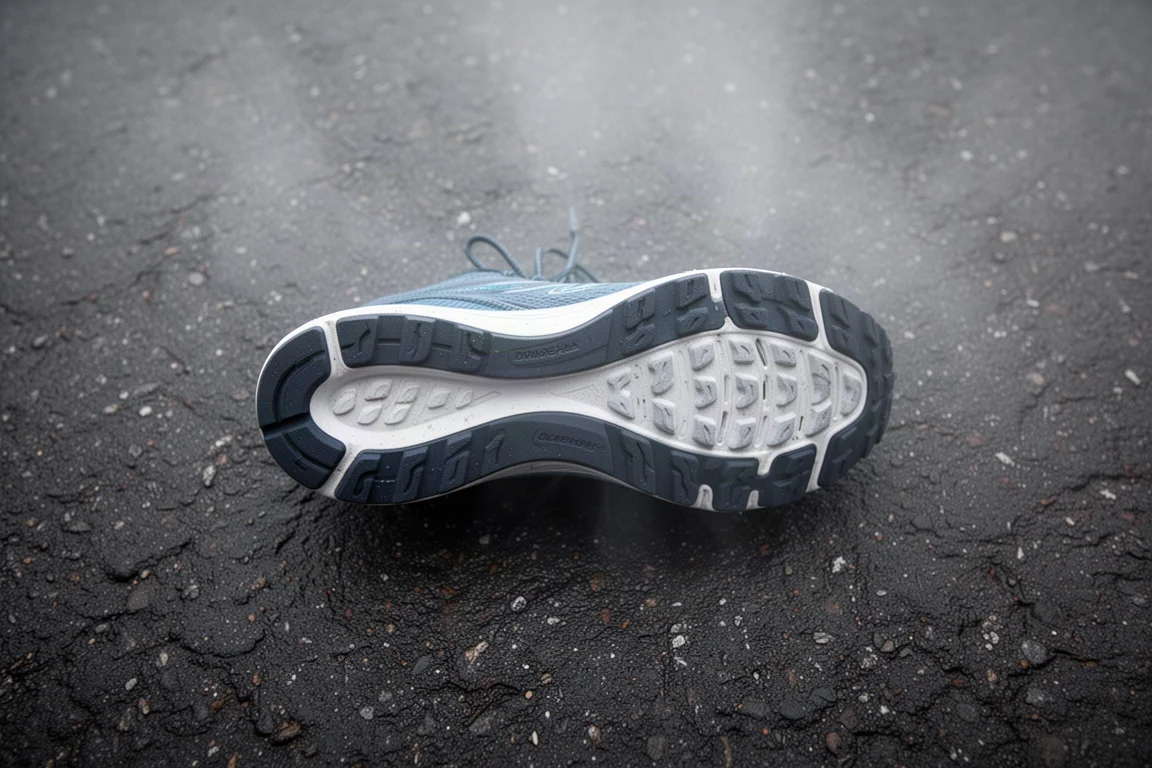 Runner performing a tempo interval on a paved path