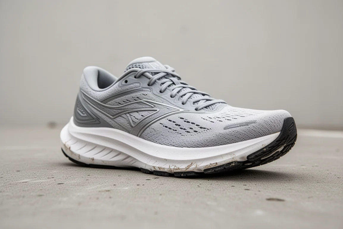 Zapatilla de entrenamiento duradera con la espuma del midsole visible tras muchos kilómetros de uso