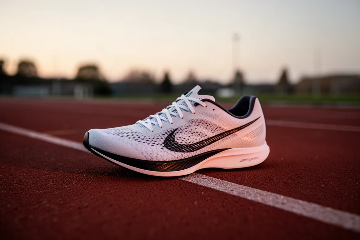 Cinta métrica junto a una zapatilla de running para ilustrar la talla