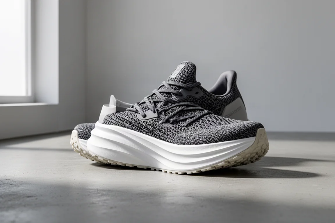 Adidas Hyper Boost Edge Max-Stack-Laufschuh auf einer Betonfläche