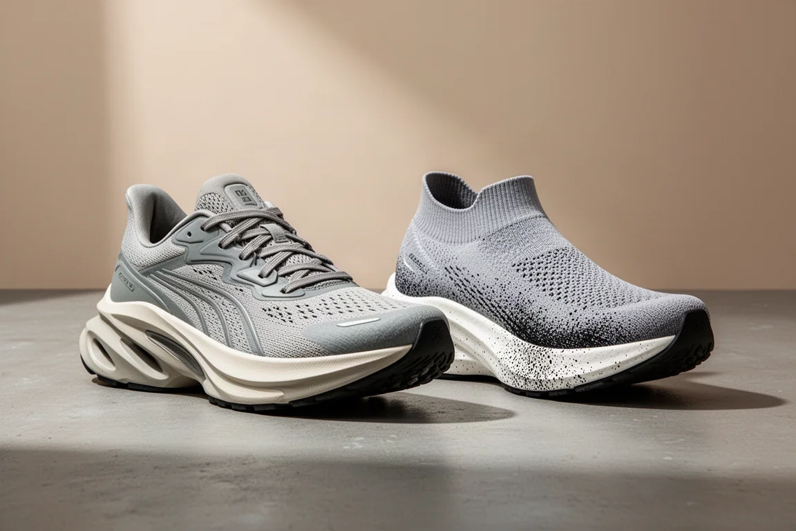 Adidas Hyper Boost Edge 與 On Cloudmonster LightSpray Hyper 3 跑鞋並排擺放