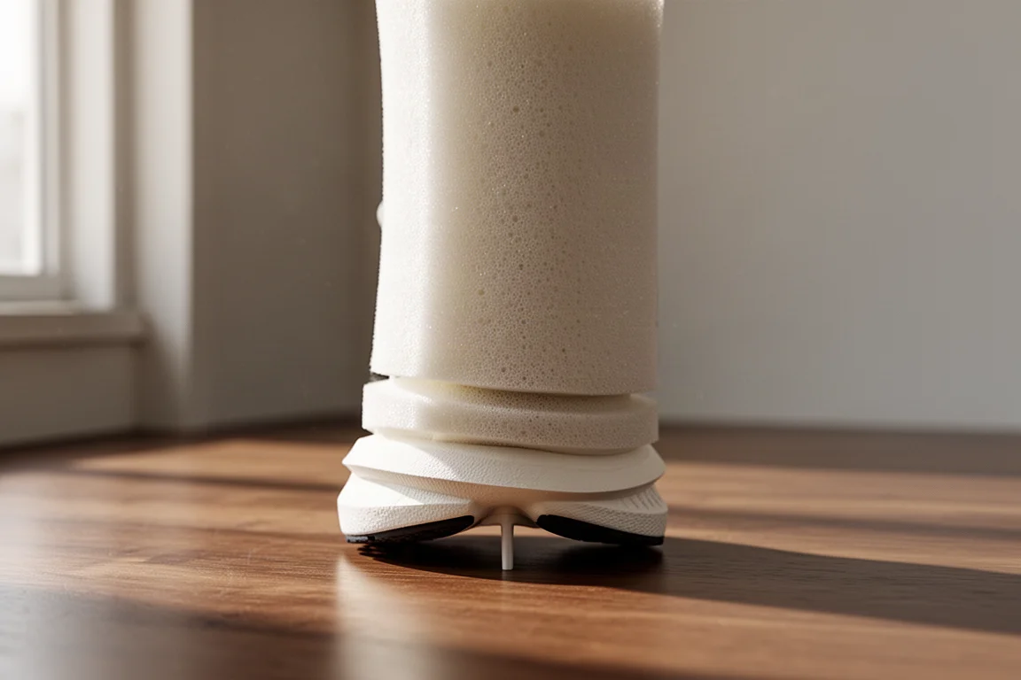 Nahaufnahme einer schmalen Fersenplattform auf einer Max-Stack-Mittelsohle