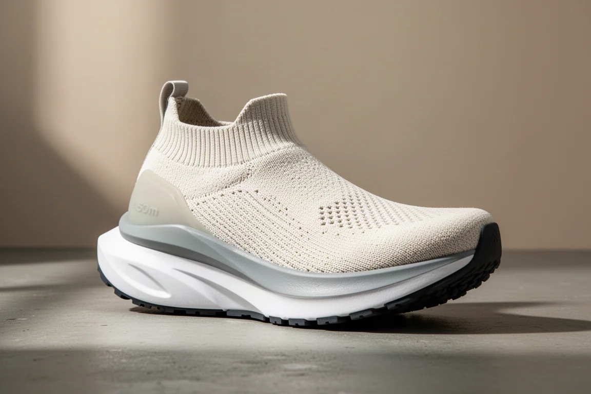 Adidas Prime X2 Strung running shoe with tall white foam midsole on concrete