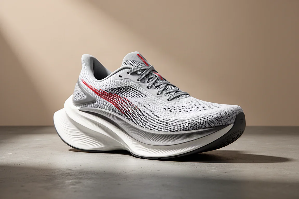 Adidas Prime X3 Strung running shoe with tall sculpted midsole on concrete