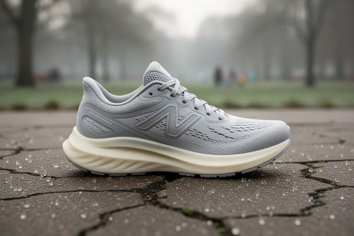 Daily Trainer mit dicker Foam-Mittelsohle steht nach einem langen Lauf auf Asphalt