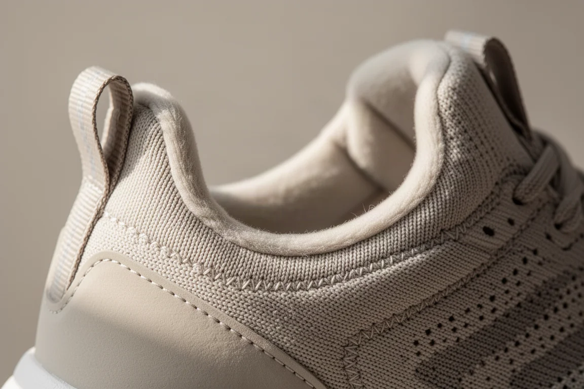 Detail view of a dual-foam running shoe midsole showing layered cushioning