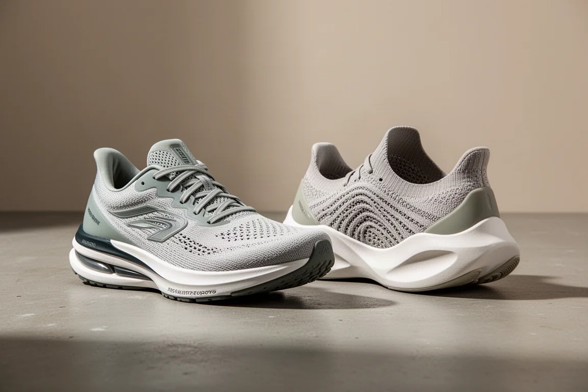 Adidas Solar Glide 5 and Ultraboost 22 running shoes side by side on concrete