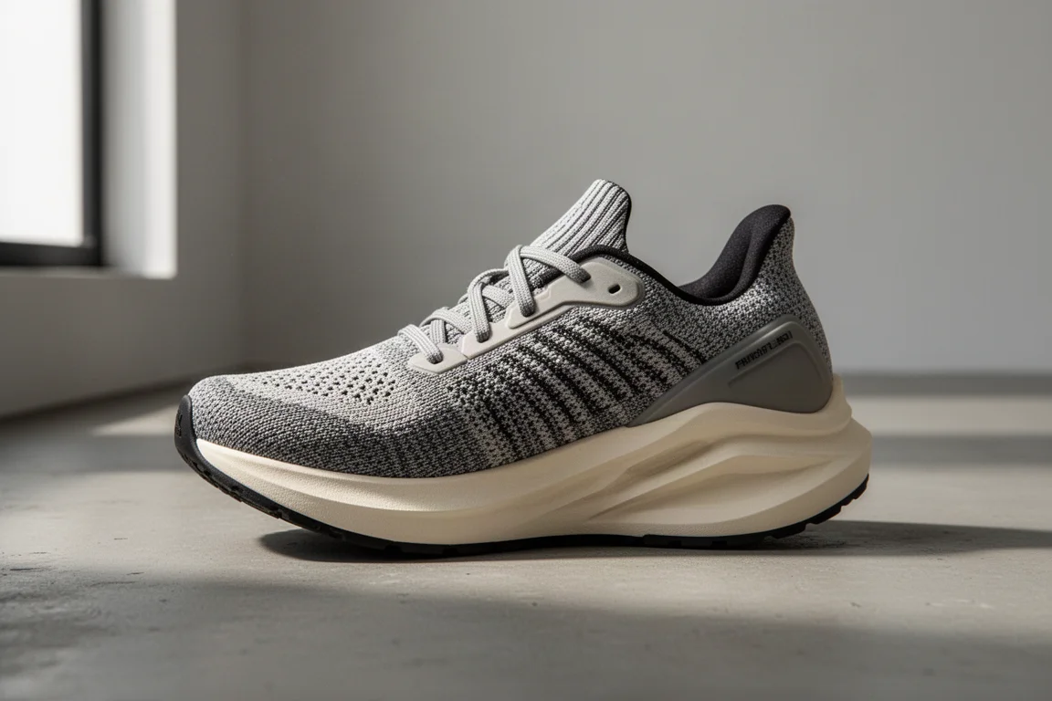 Adidas Supernova Rise 跑鞋以四分之三角度呈現於水泥地面上