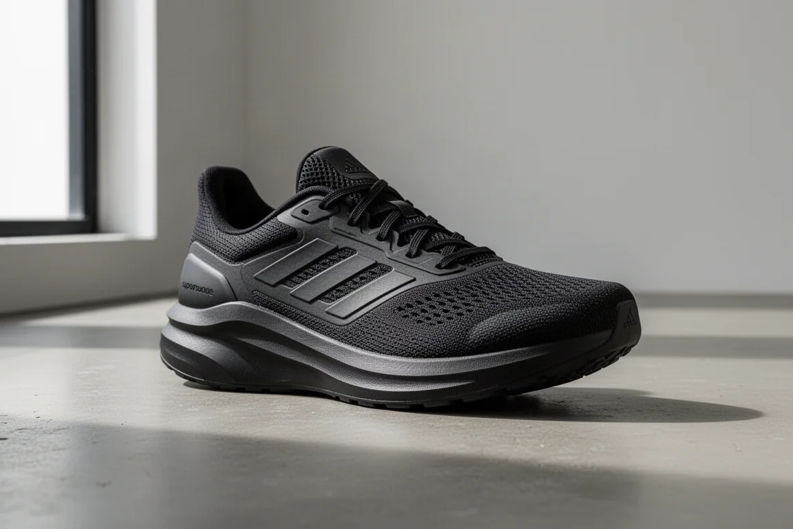 Adidas Supernova Rise Laufschuh auf einer Betonoberfläche bei weichem Licht