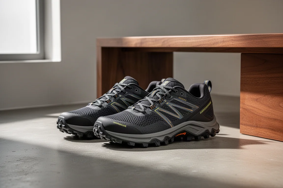 Coppia di scarpe da trail running Adidas Terrex Agravic 3 su una superficie di cemento