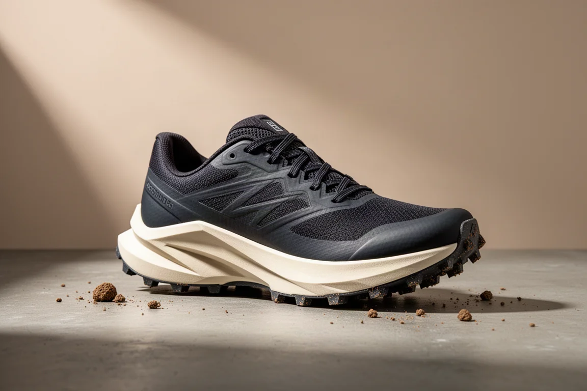 Adidas Terrex Agravic Speed Ultra 越野跑鞋擺放在水泥地面上