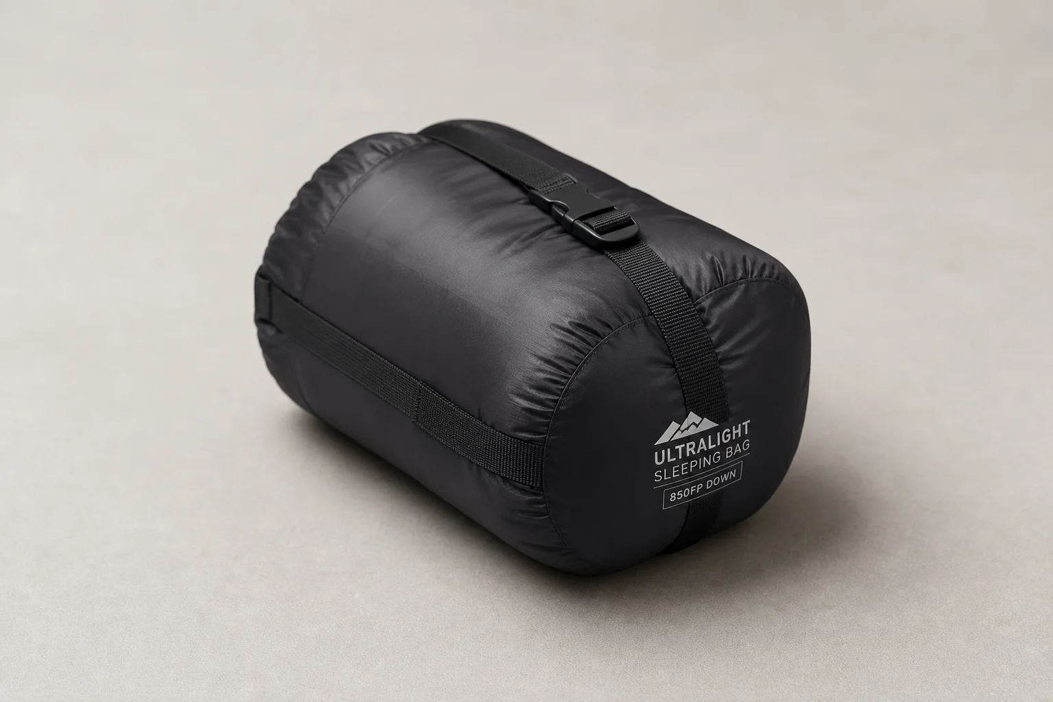 Layered sleep system components displayed flat showing mat, liner, bag, and bivvy