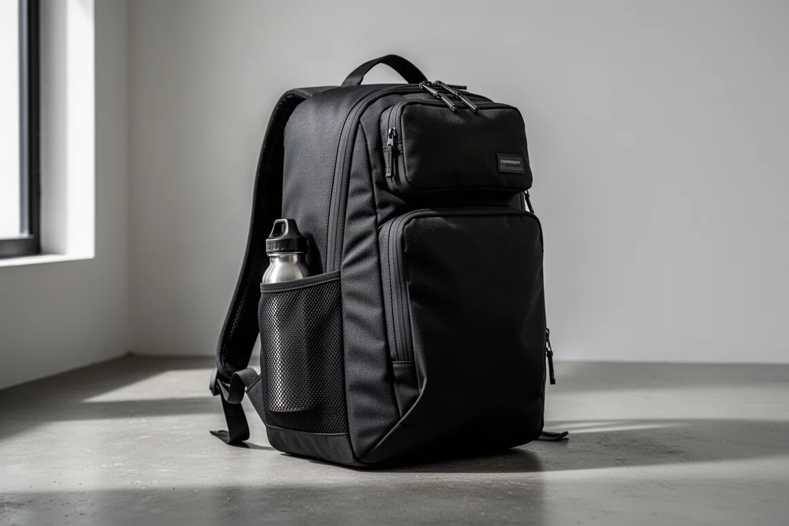 Zaino da viaggio Aer Travel Pack 4 nero su superficie di cemento opaco