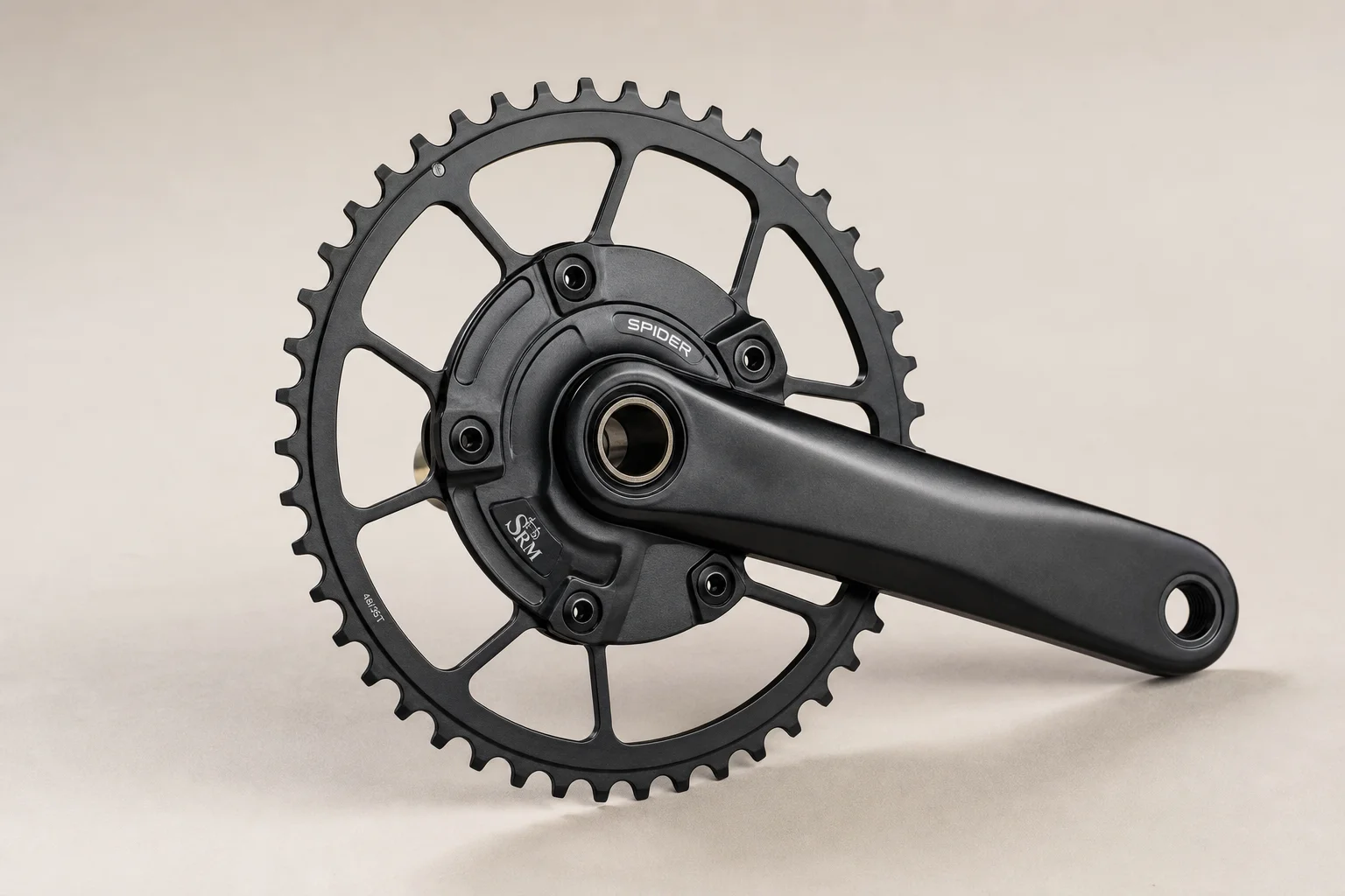 Spider-based power meter chainring mounted on bicycle crankset