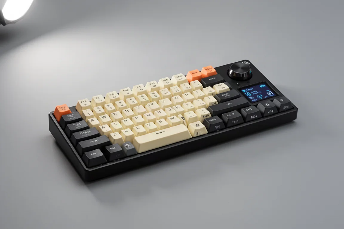 Tastiere Ajazz AK820 e AK820 Pro affiancate su superficie in cemento