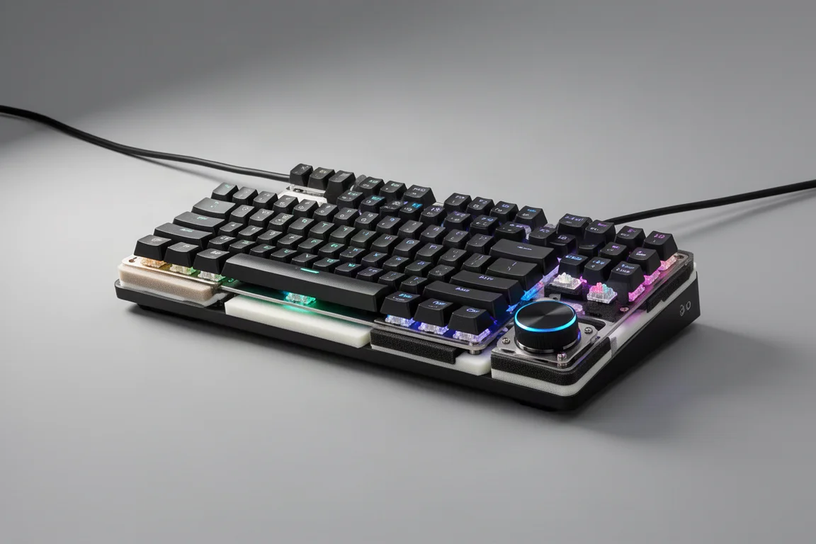 Tastiere Ajazz AK820 e AK820 Pro affiancate su superficie in cemento
