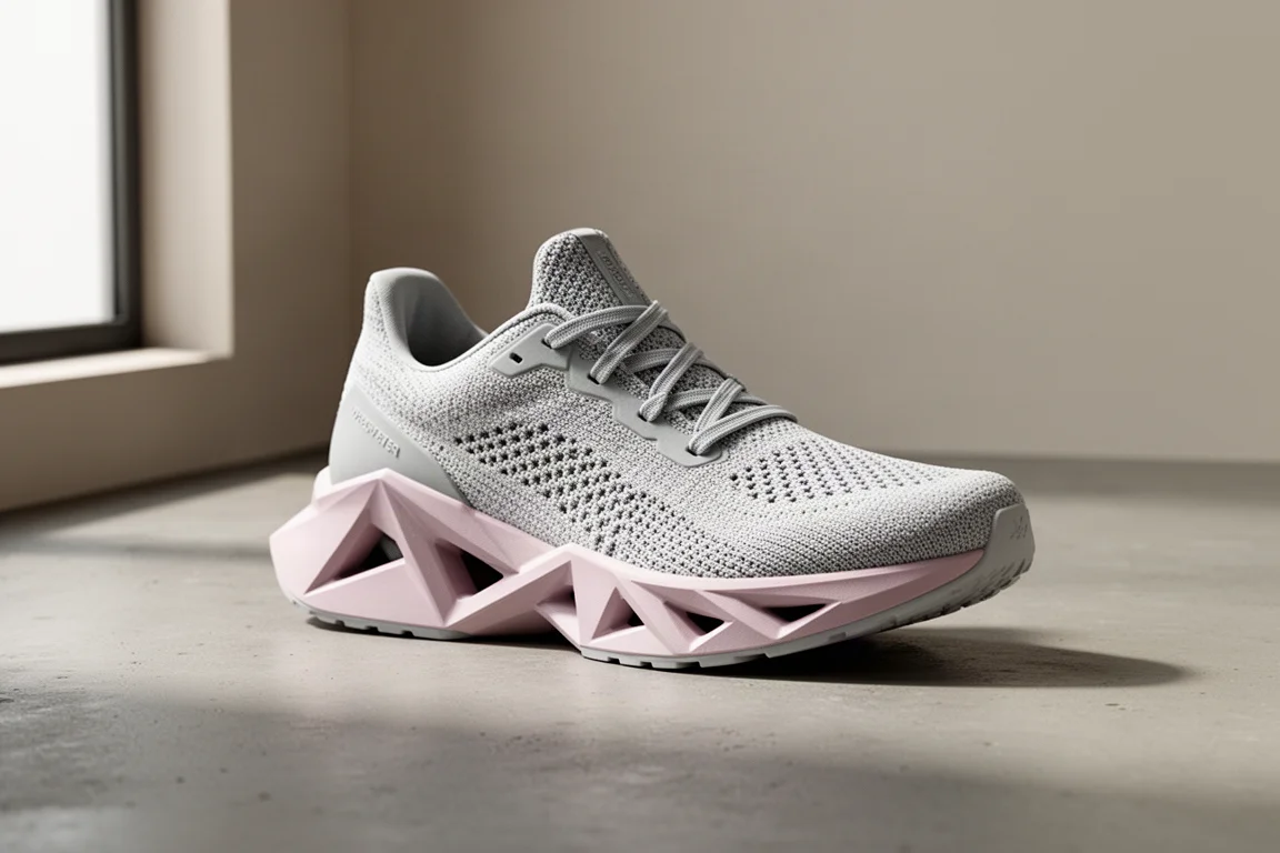 Allbirds Tree Flyer 2 running shoe with angular midsole on concrete surface